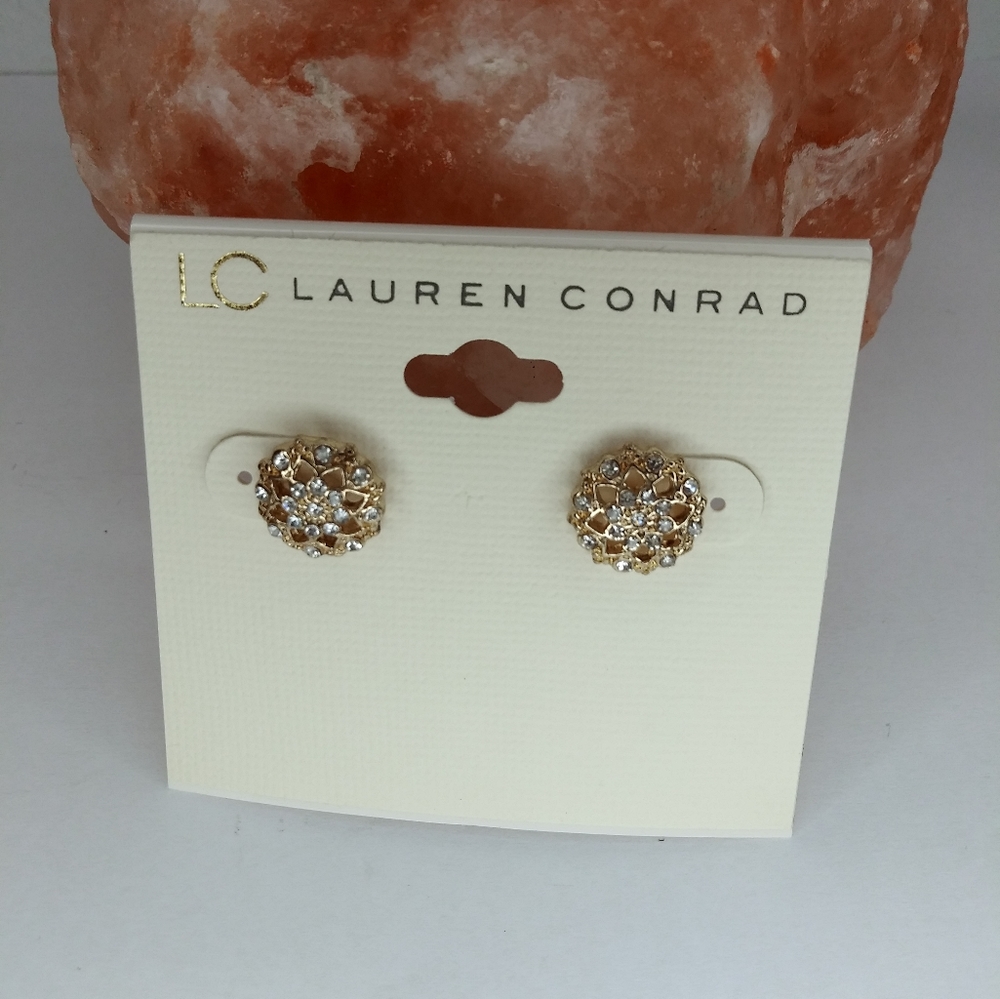 Lauren Conrad Stud Gold Tone Rhinestone Earrings Minimalist